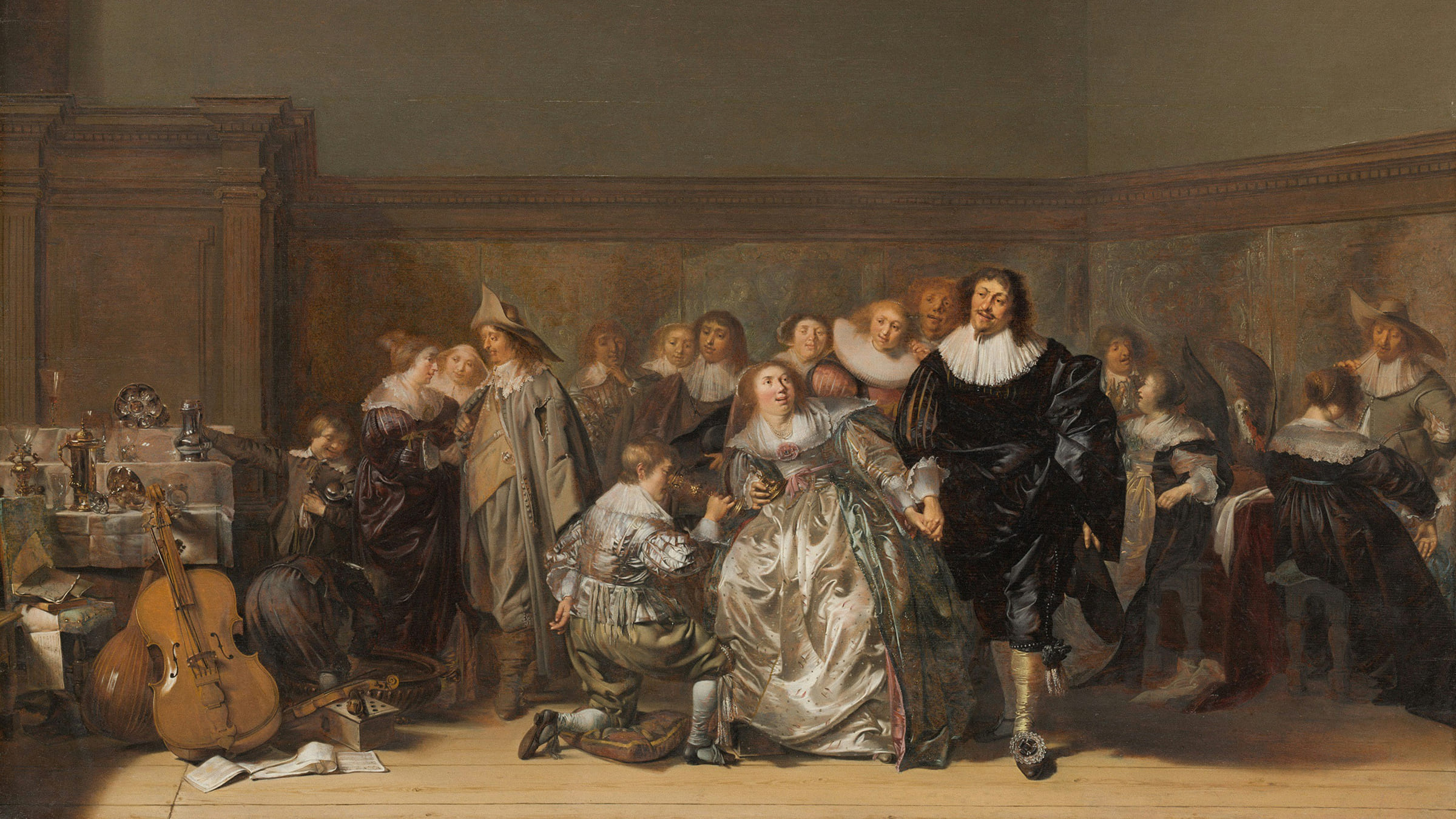 An Elegant Company - Flemish genre painting showing high society